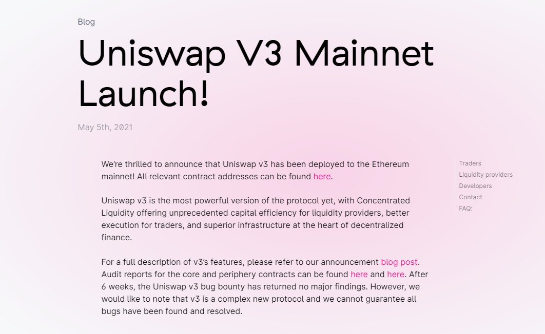 Uniswap V3 запущена 